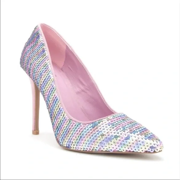 PINK and blue sequin closed toe pumps by Shoe Republic LA various sizes - Picture 1 of 12